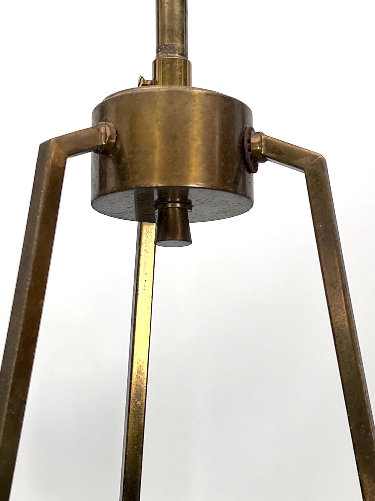 3188.25 Gino Paroldo, Modernist Brass And Smoked Glass Chandelier. Italy 1960s photo