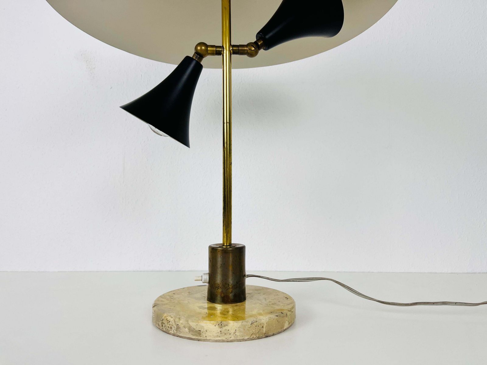 Italian Marble Base And Brass Table Lamp, 1960s, Italy photo for sale