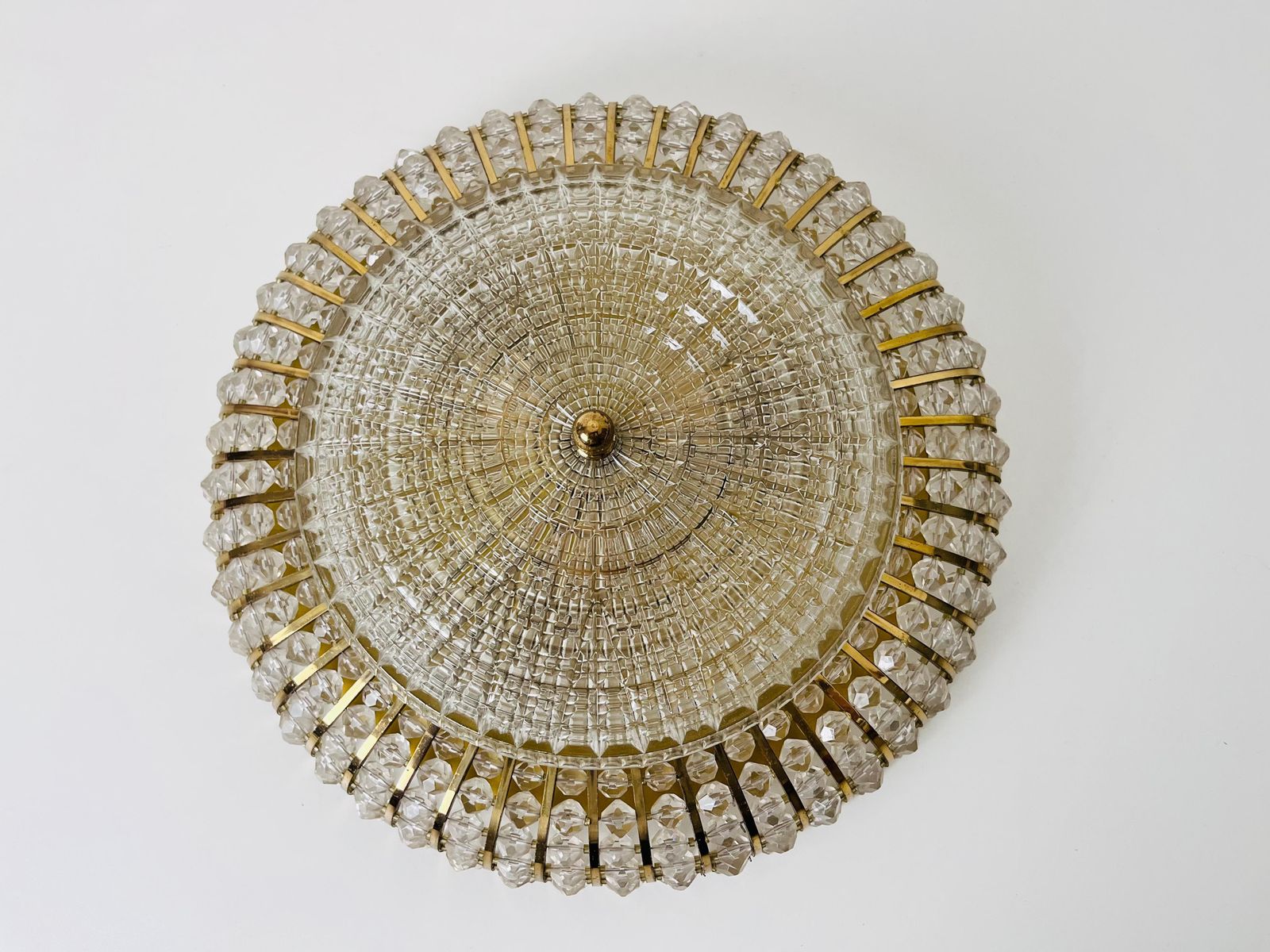 Glass And Brass Flush Mount By Emil Stejnar For Rupert Nikoll, 1960s photo Lighting