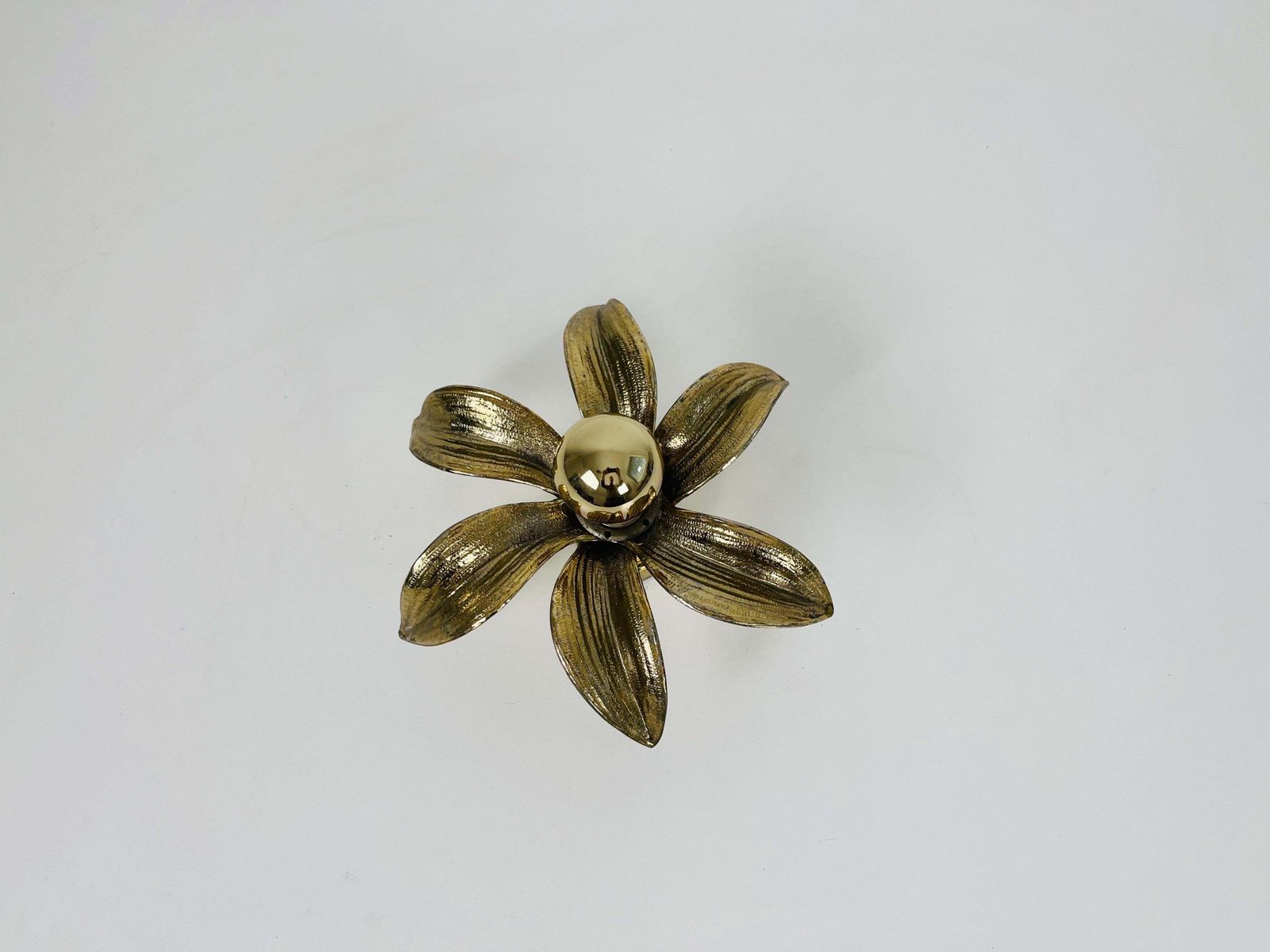 Set Of 2 Golden Florentine Flower Shape Flushmounts By Willy Daro For Massive photo vintage
