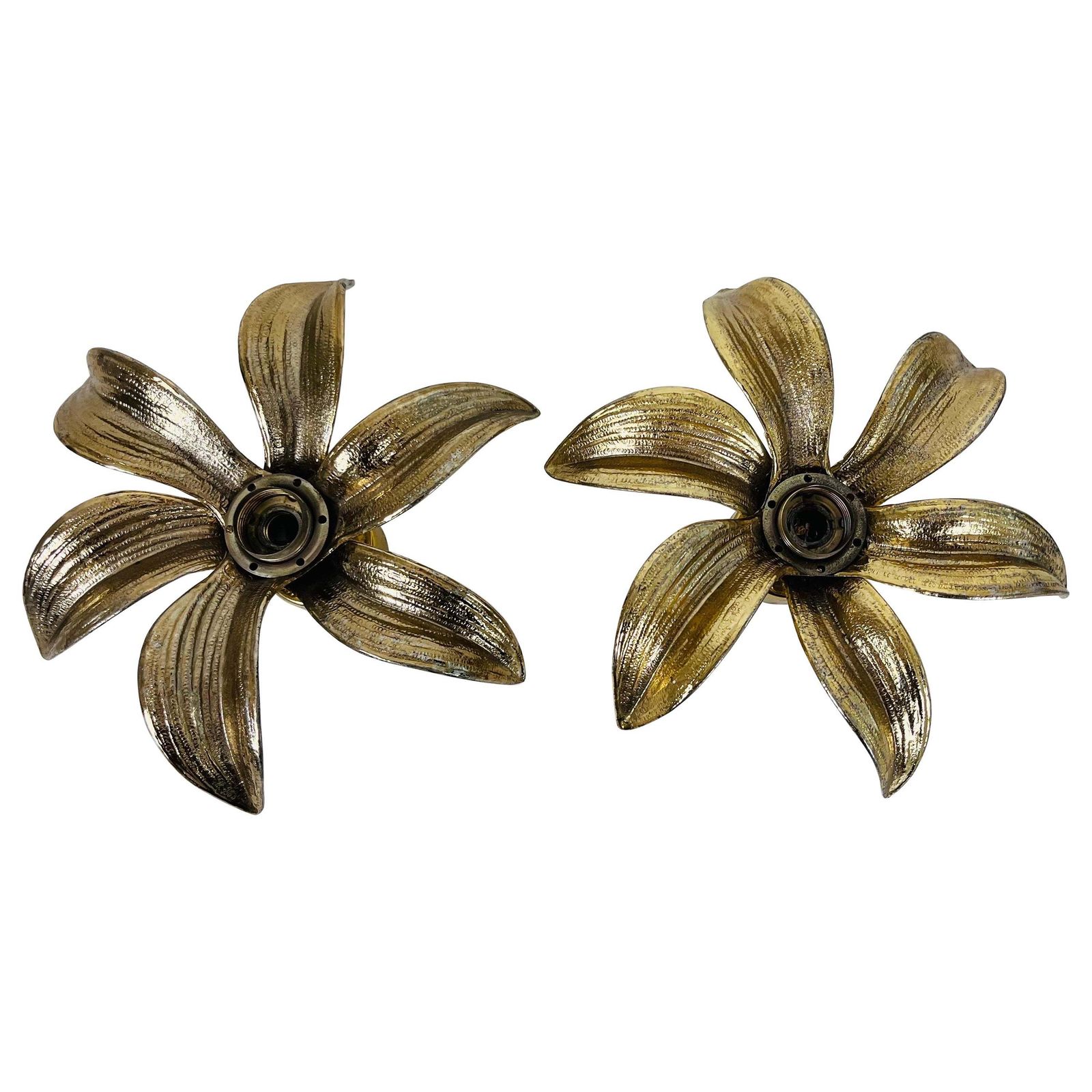 photo vinterior Set Of 2 Golden Florentine Flower Shape Flushmounts By Willy Daro For Massive
