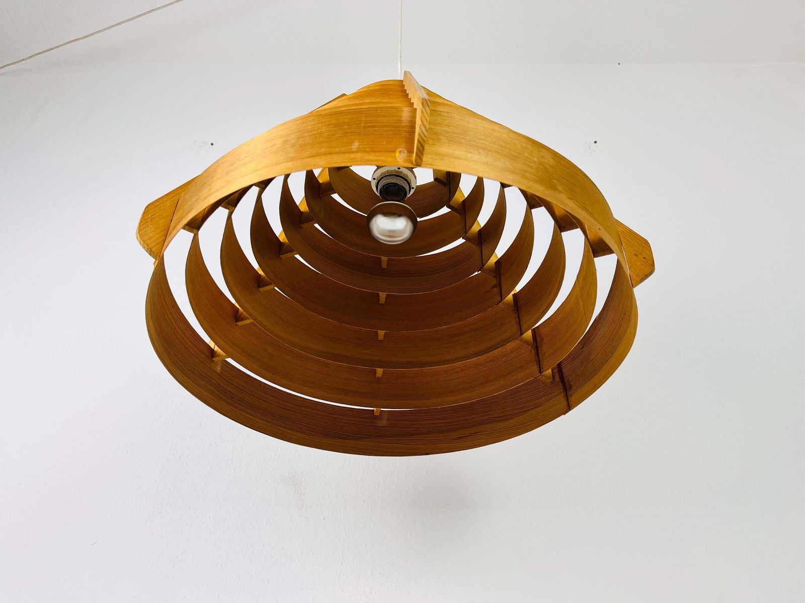 Mid Century Wooden Pendant Lamp By Hans Agne Jakobsson, Sweden, 1960s photo Lighting