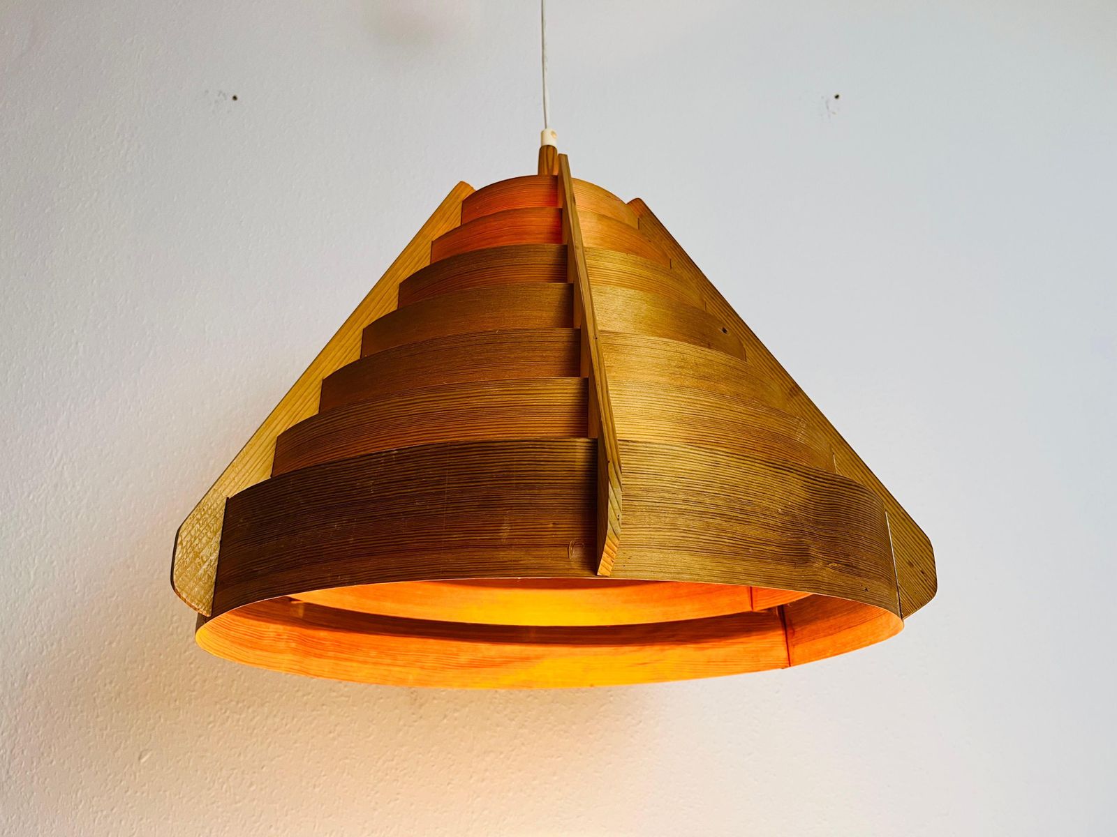 Mid Century Wooden Pendant Lamp By Hans Agne Jakobsson, Sweden, 1960s photo 1861.0