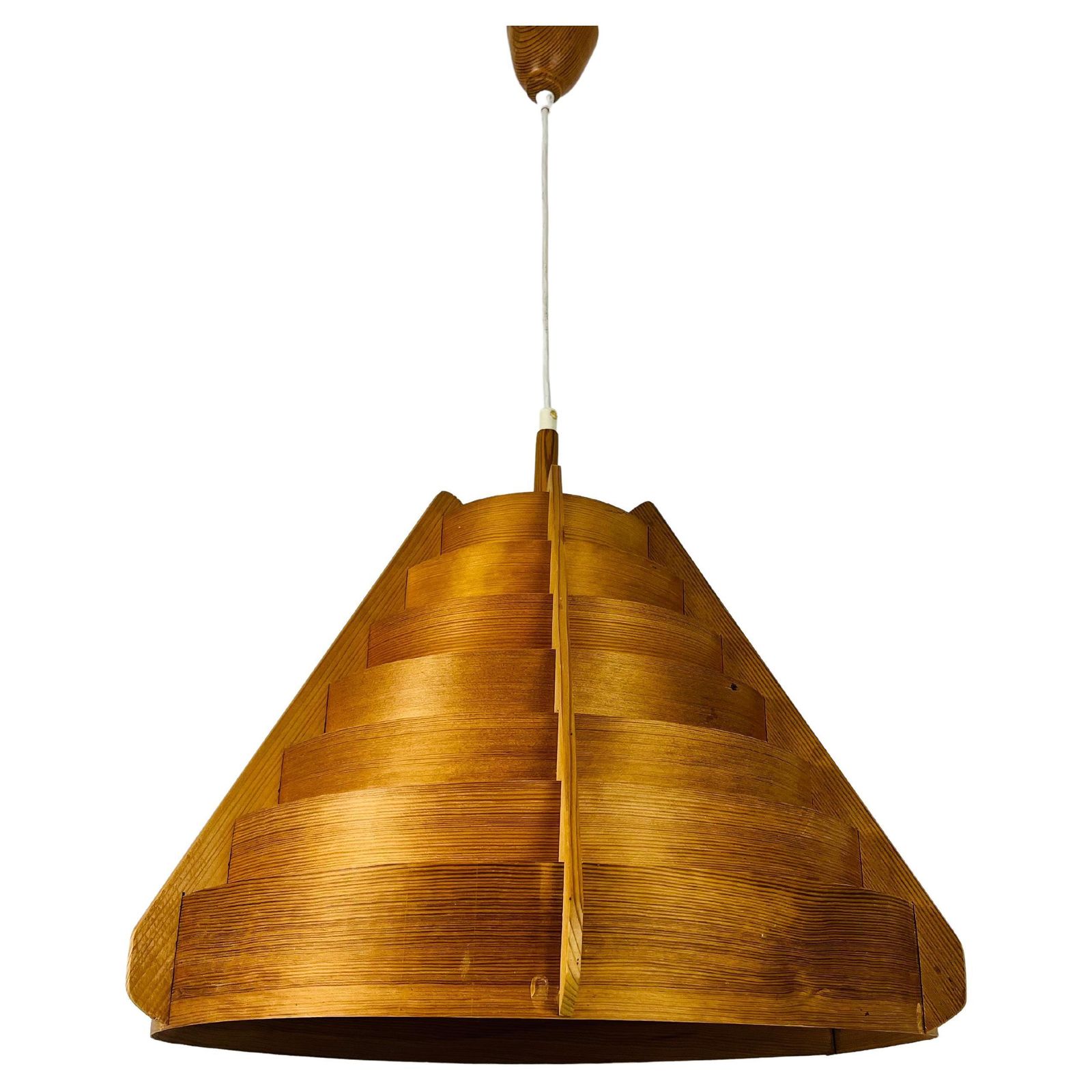 photo vintage Mid Century Wooden Pendant Lamp By Hans Agne Jakobsson, Sweden, 1960s