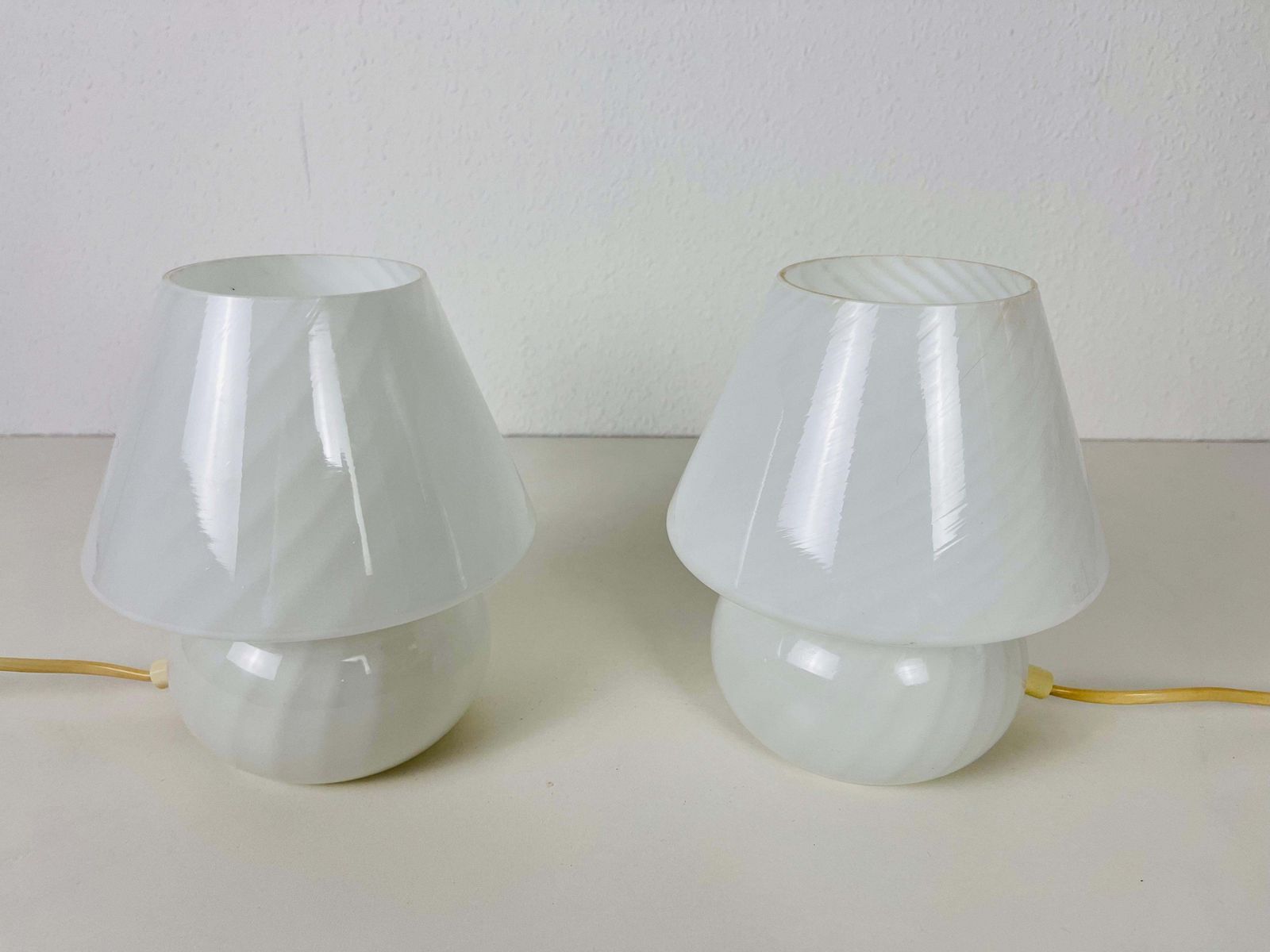 Pair Of Vetri D‘Arte Murano Glass Mushroom Table Lamps, Italy, 1970s photo 838.0