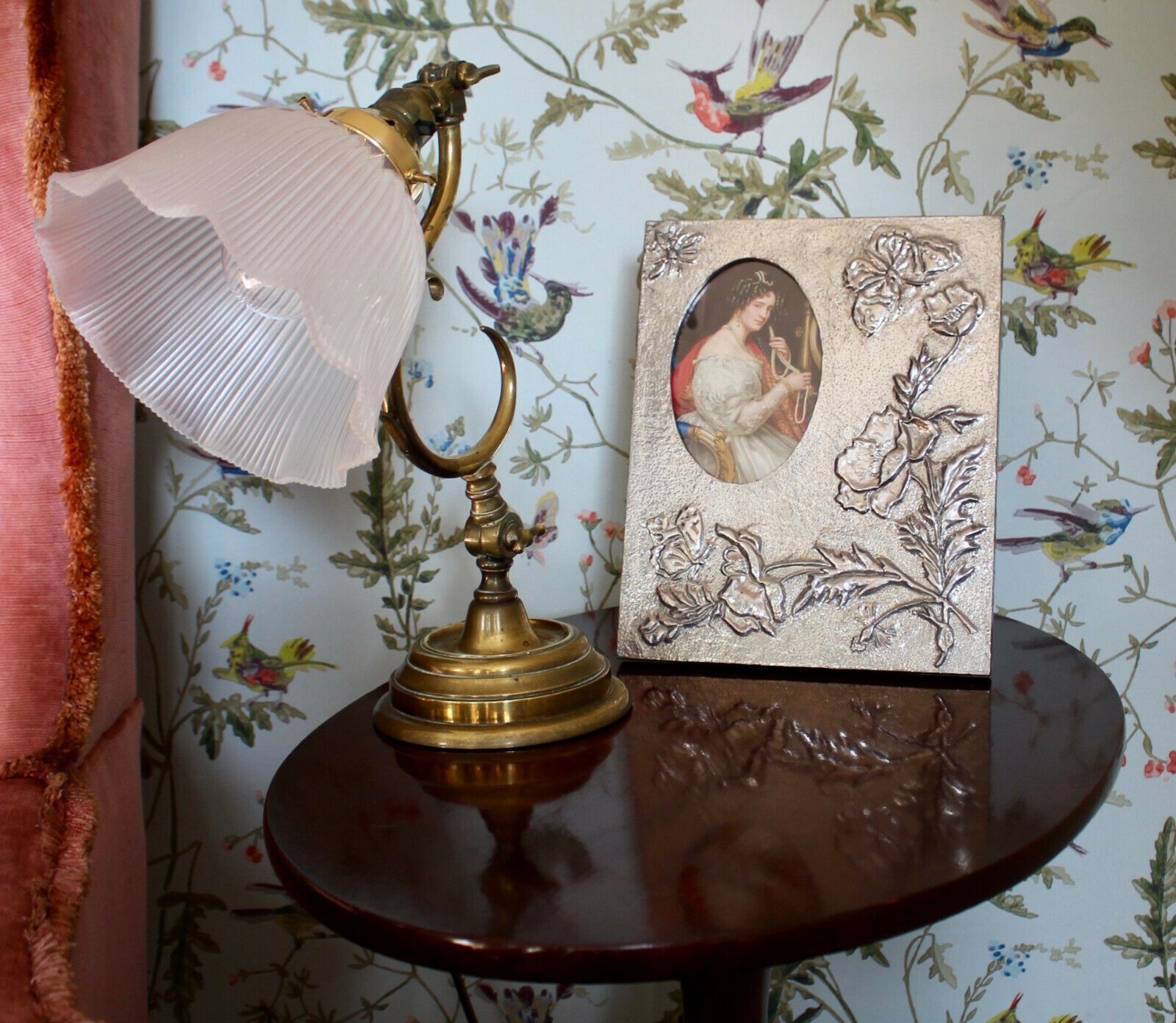 An Appealing Silver Coloured Repousse Metal Photograph Frame, Nouveau, Faerie photo furniture