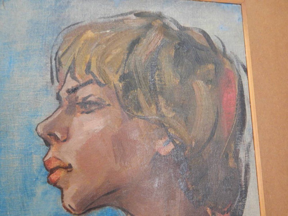 Mina Anselmi, Oil On Plywood, Woman, 1940s photo for sale