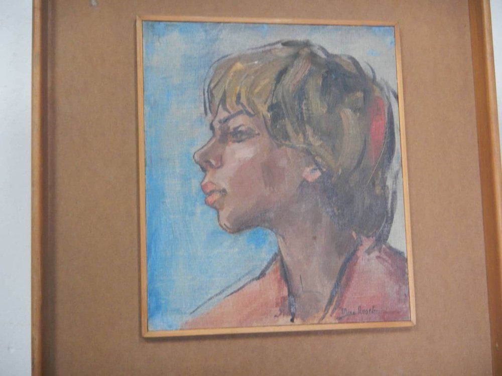 Mina Anselmi, Oil On Plywood, Woman, 1940s photo vinterior