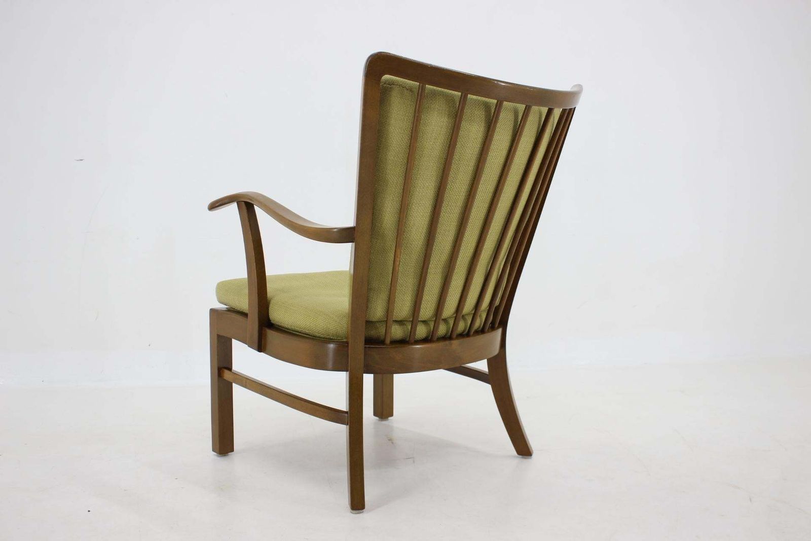 photo furniture 1940s Fritz Hansen Beech Armchair By Soren Hansen Model 1628 , Denmark