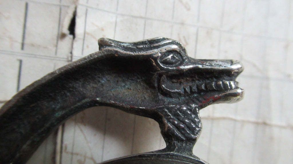 Home Fixtures Highly Ornate Antique Brass Electric Doorbell Push   Mythical Creature Griffin / Dragon photo