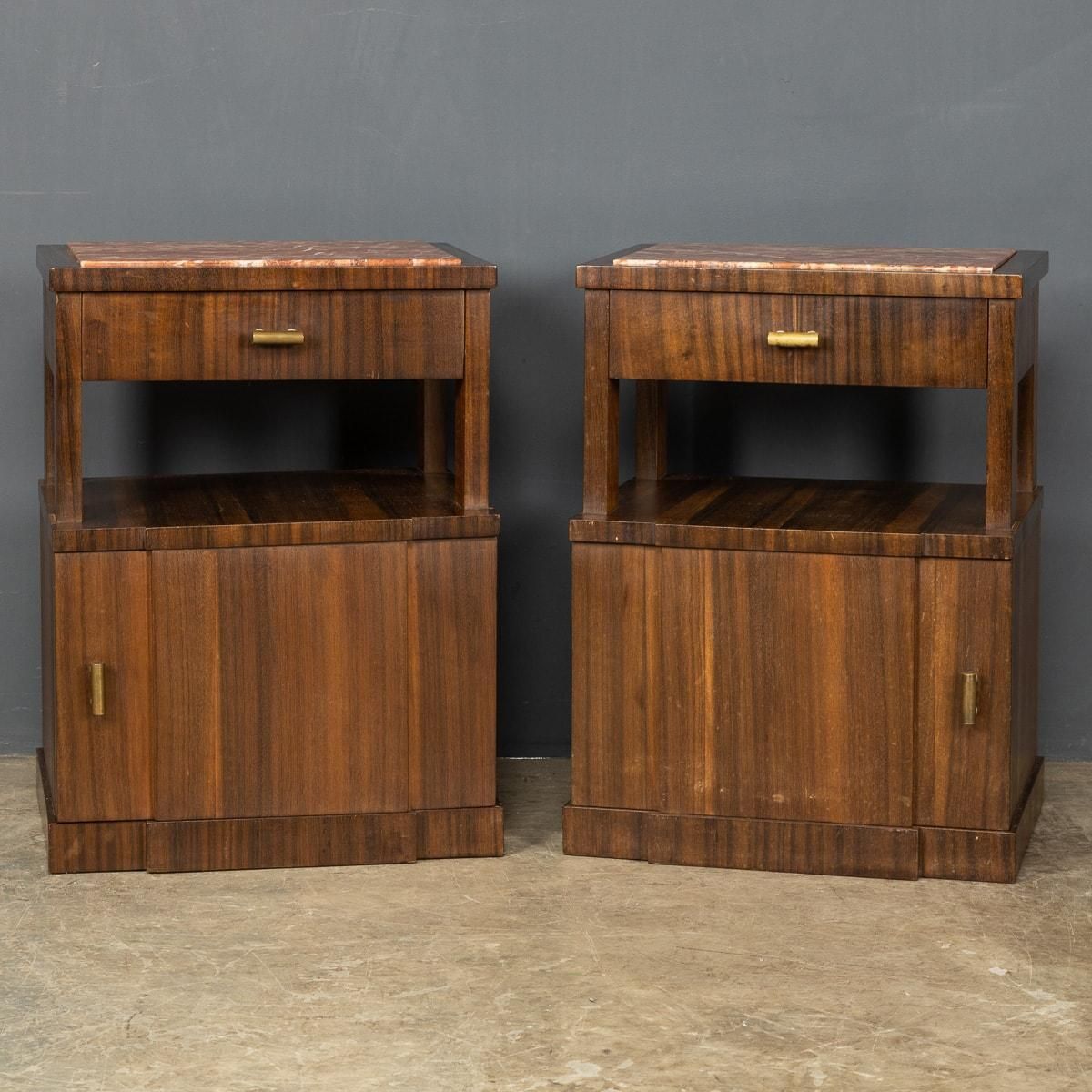 20th Century Italian Pair Of Kingwood & Marble Bedside Cabinets, C.1950 photo furniture