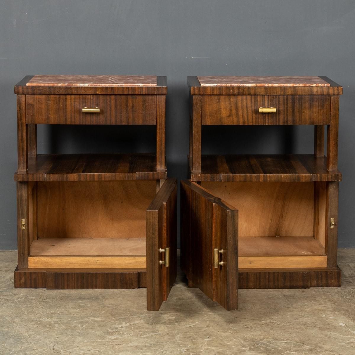 20th Century Italian Pair Of Kingwood & Marble Bedside Cabinets, C.1950 photo Furniture