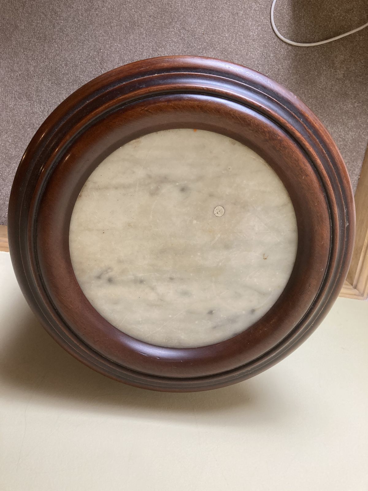 photo furniture Victorian Style, Marble Top, Mahogany Cylinder Bed Side Cabinet