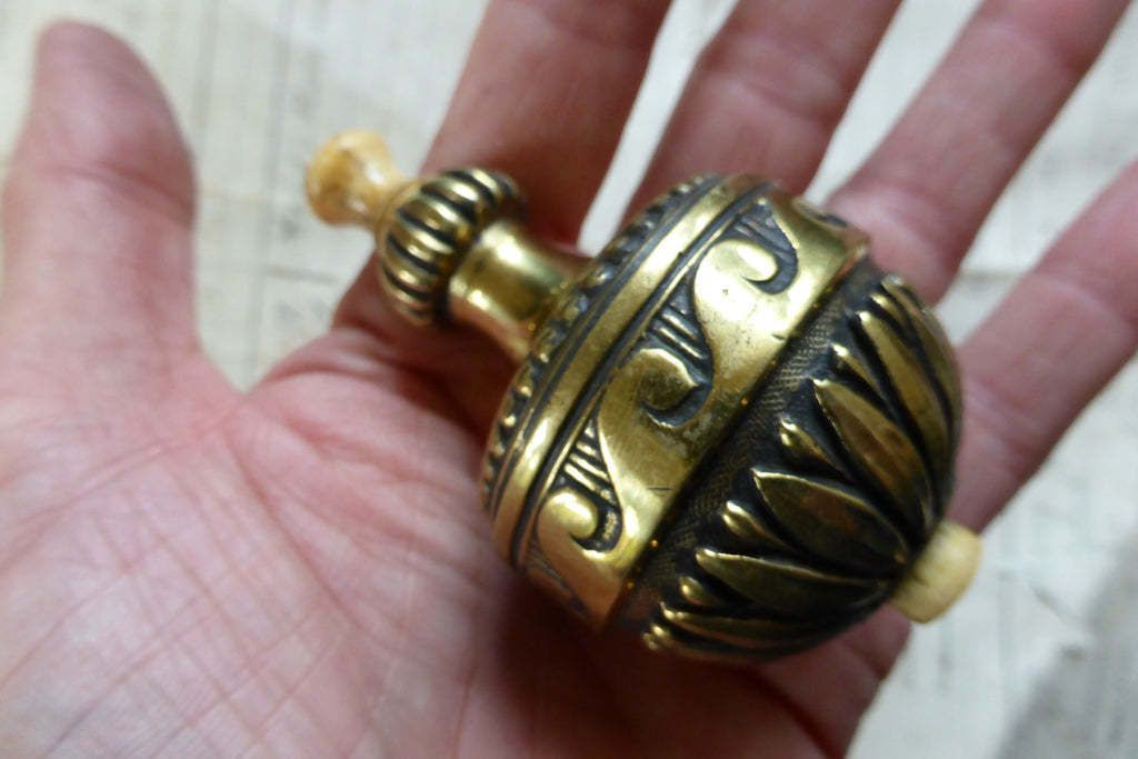 Ornate Antique Brass & Bone Electric Butler Bell Box Push   Light Pull photo vintage