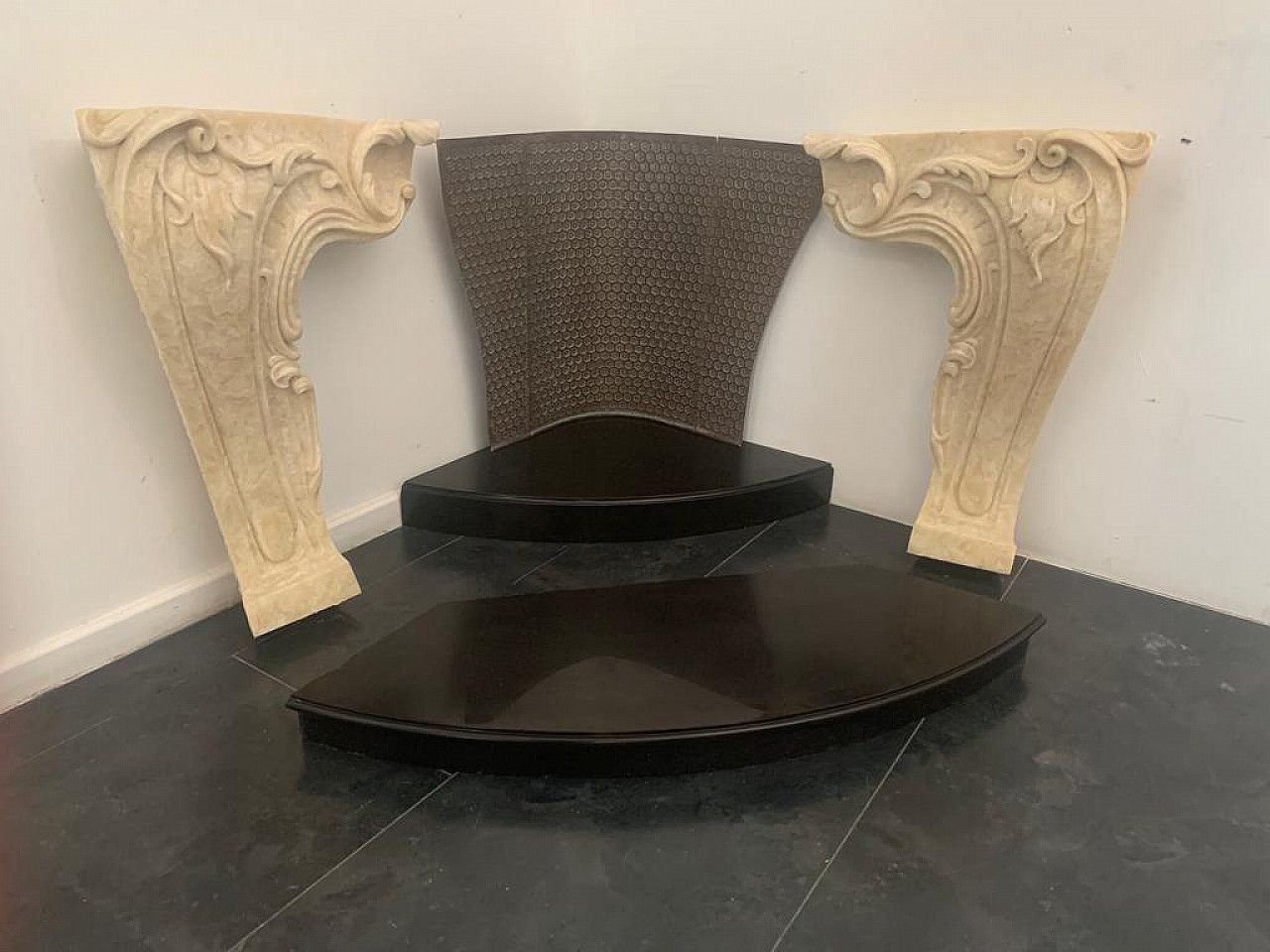 Honey Onyx Fireplace In Baroque Style, 1940s photo Home Fixtures
