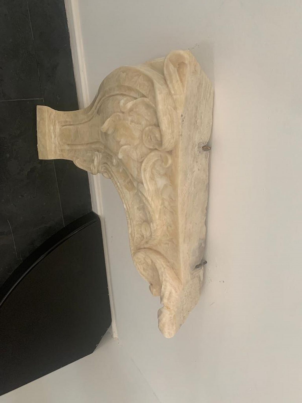 Home Fixtures Honey Onyx Fireplace In Baroque Style, 1940s photo