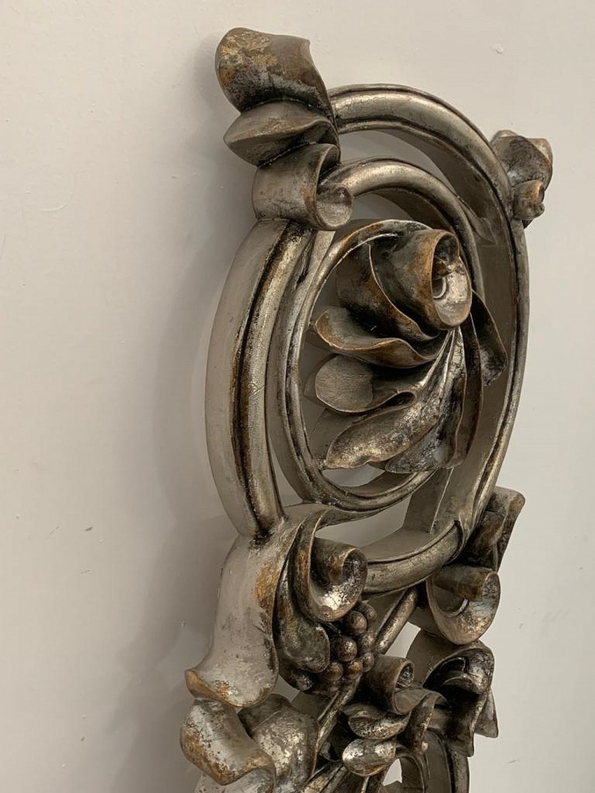 Baroque Carved Resin Panel With Metal Leaves, 1990s photo Art
