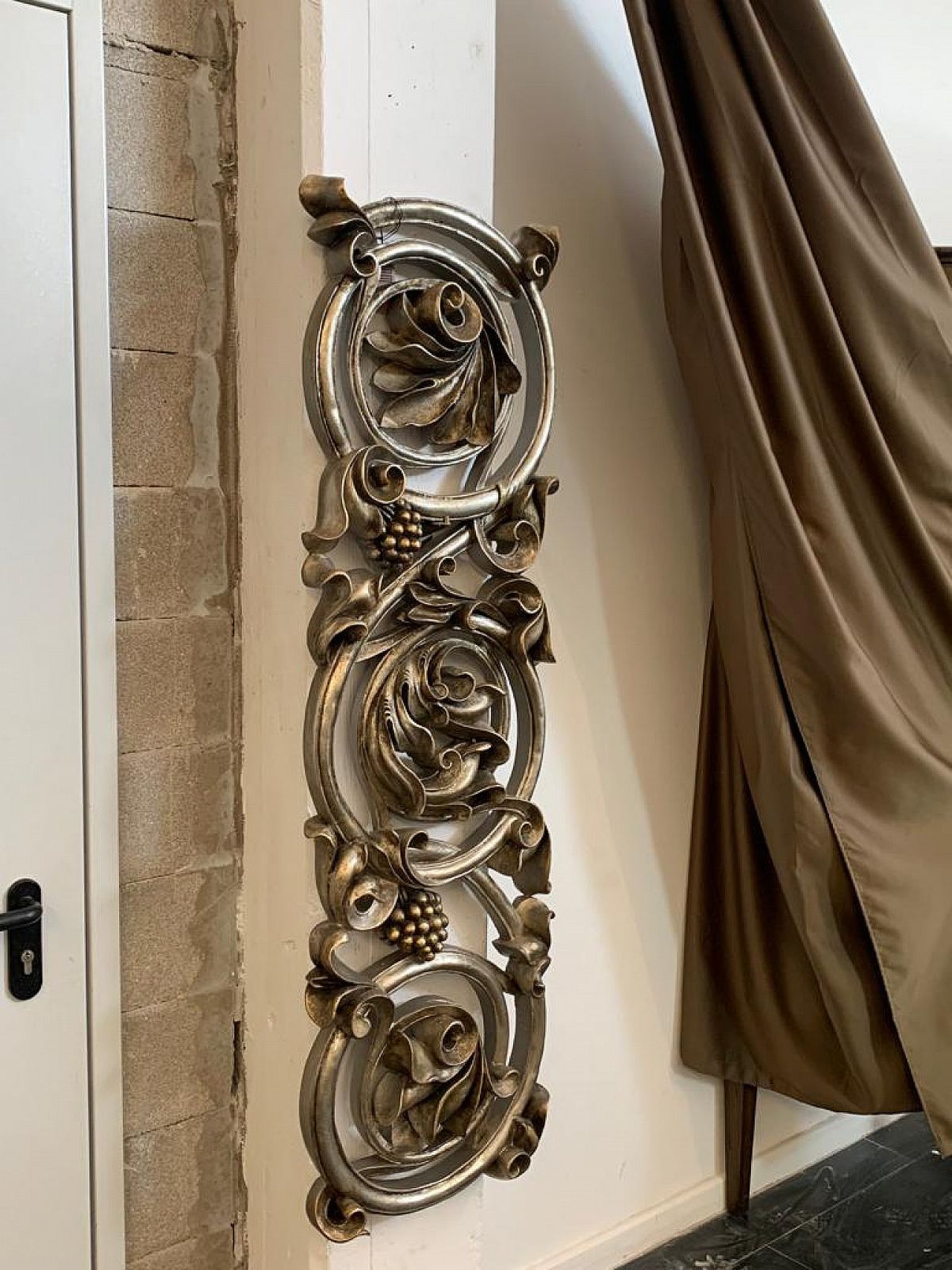 Art Baroque Carved Resin Panel With Metal Leaves, 1990s photo