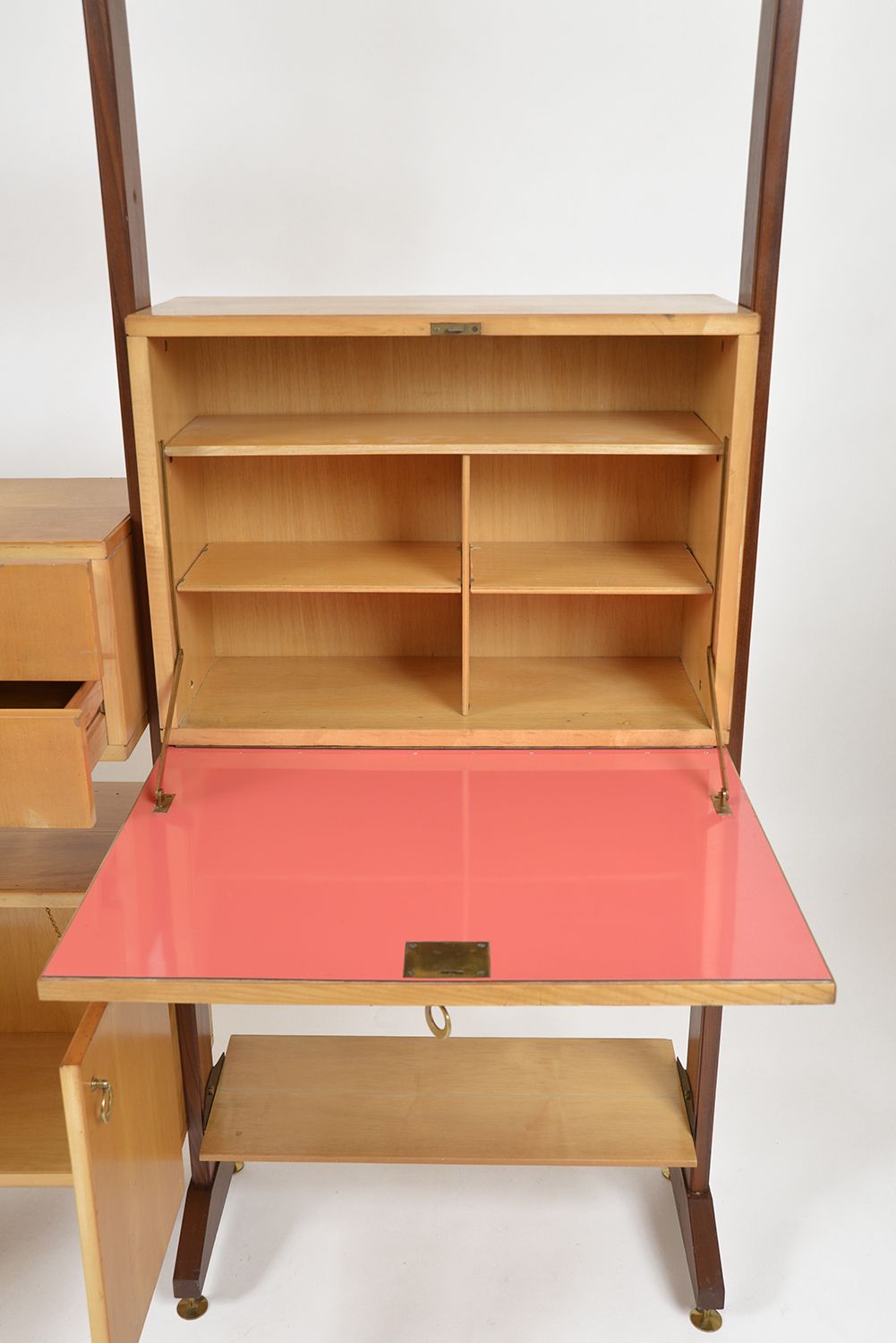 photo buy Large 1950s Italian Mid Century Teak Maple Freestanding Shelving System 18 Pieces