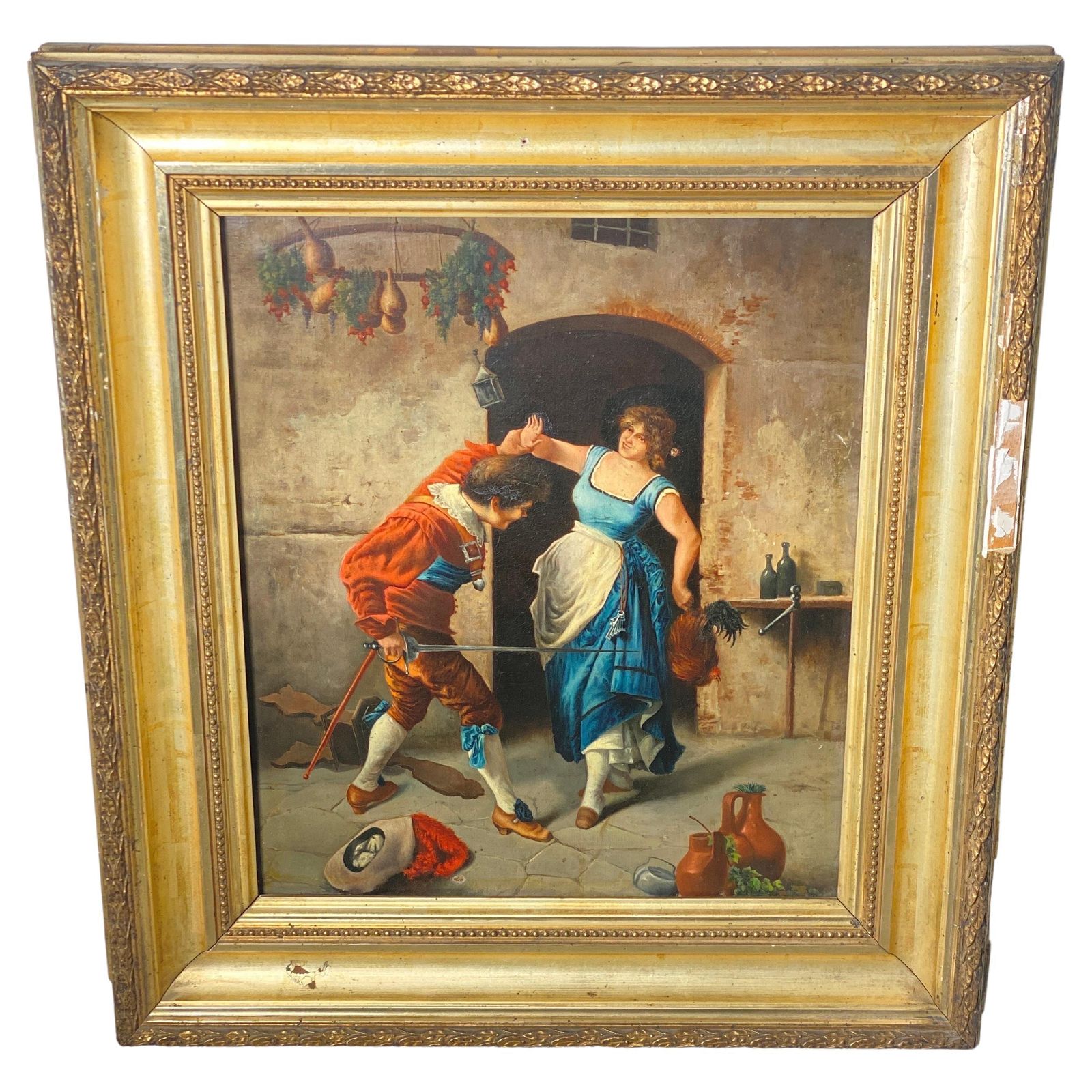 Authentic 19th Century Oil Painting, Italy, Attributed To Guiseppe Guzzardi