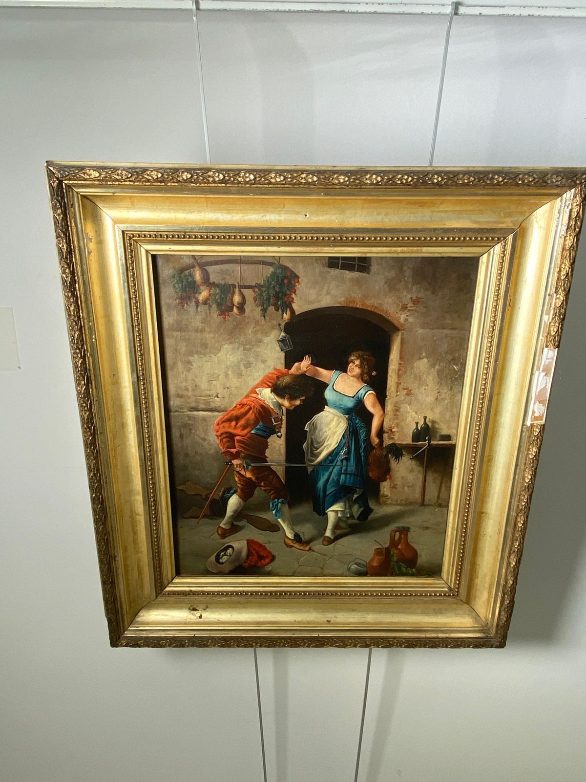 photo vintage Authentic 19th Century Oil Painting, Italy, Attributed To Guiseppe Guzzardi