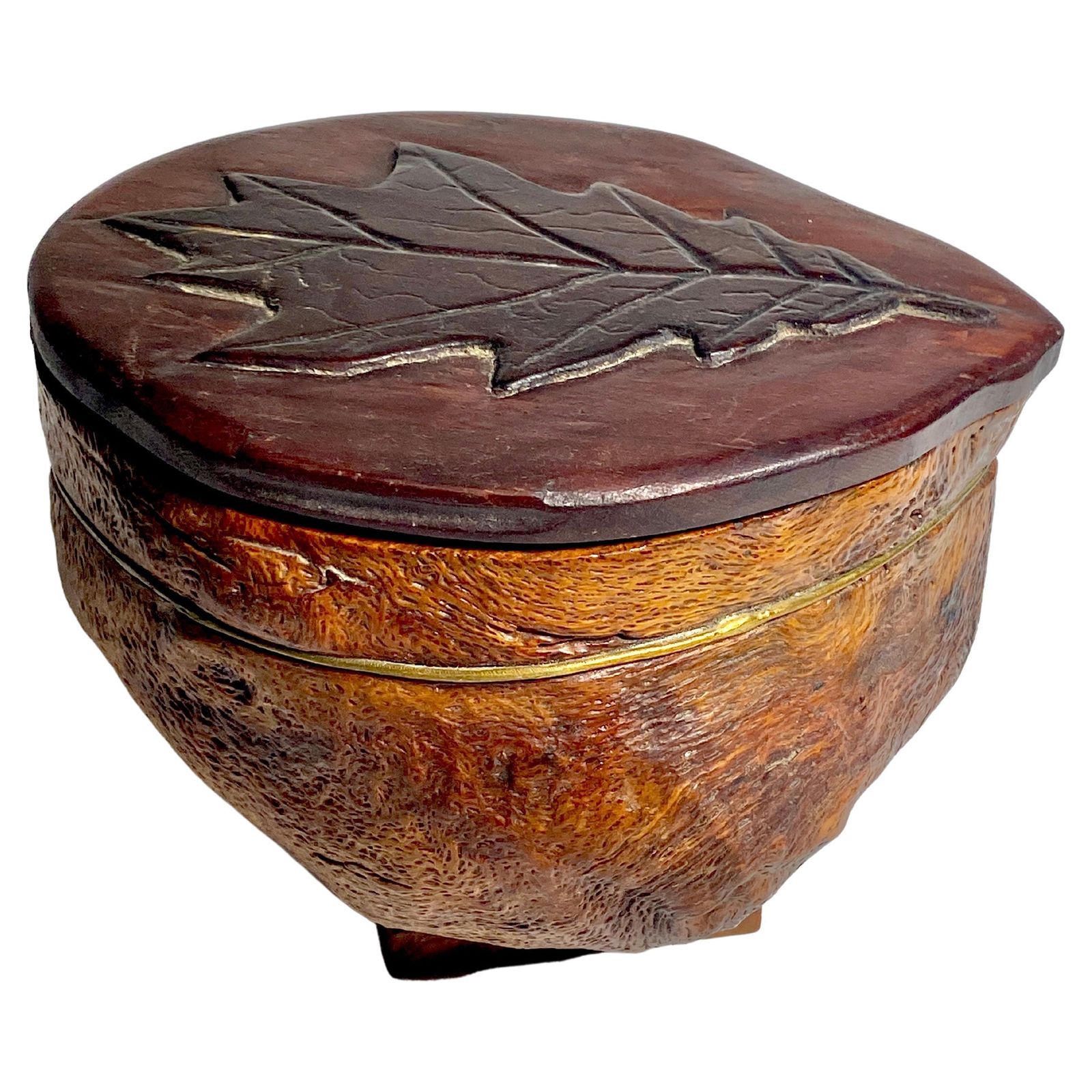 Tabacco Pot, In Wood And Brass, Brown Color, French, 1970