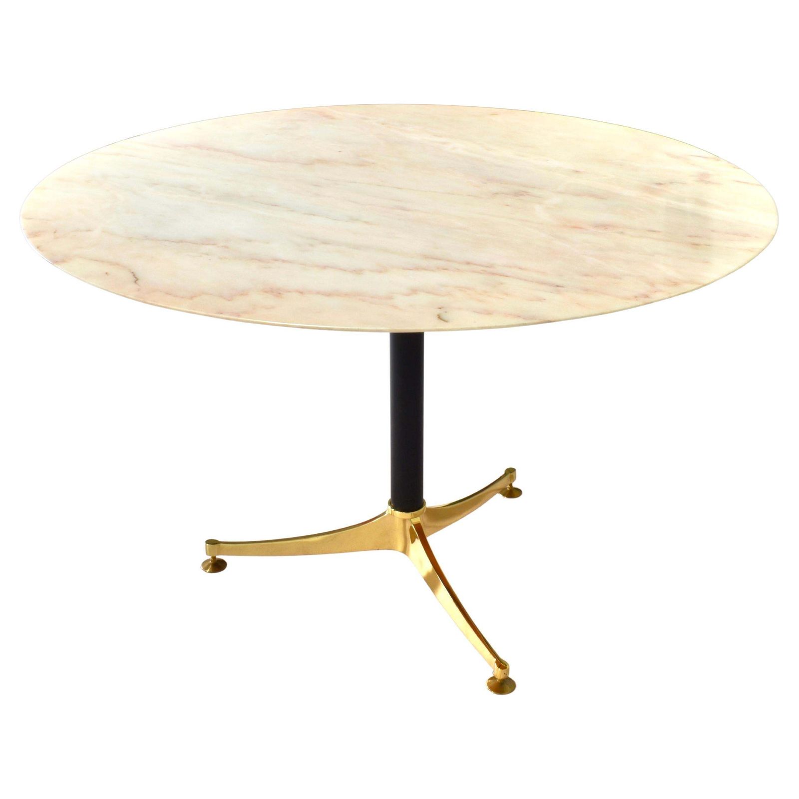 1970's Italian Dining Table In Rosé Marble And Brass   Italy, Circa 1970