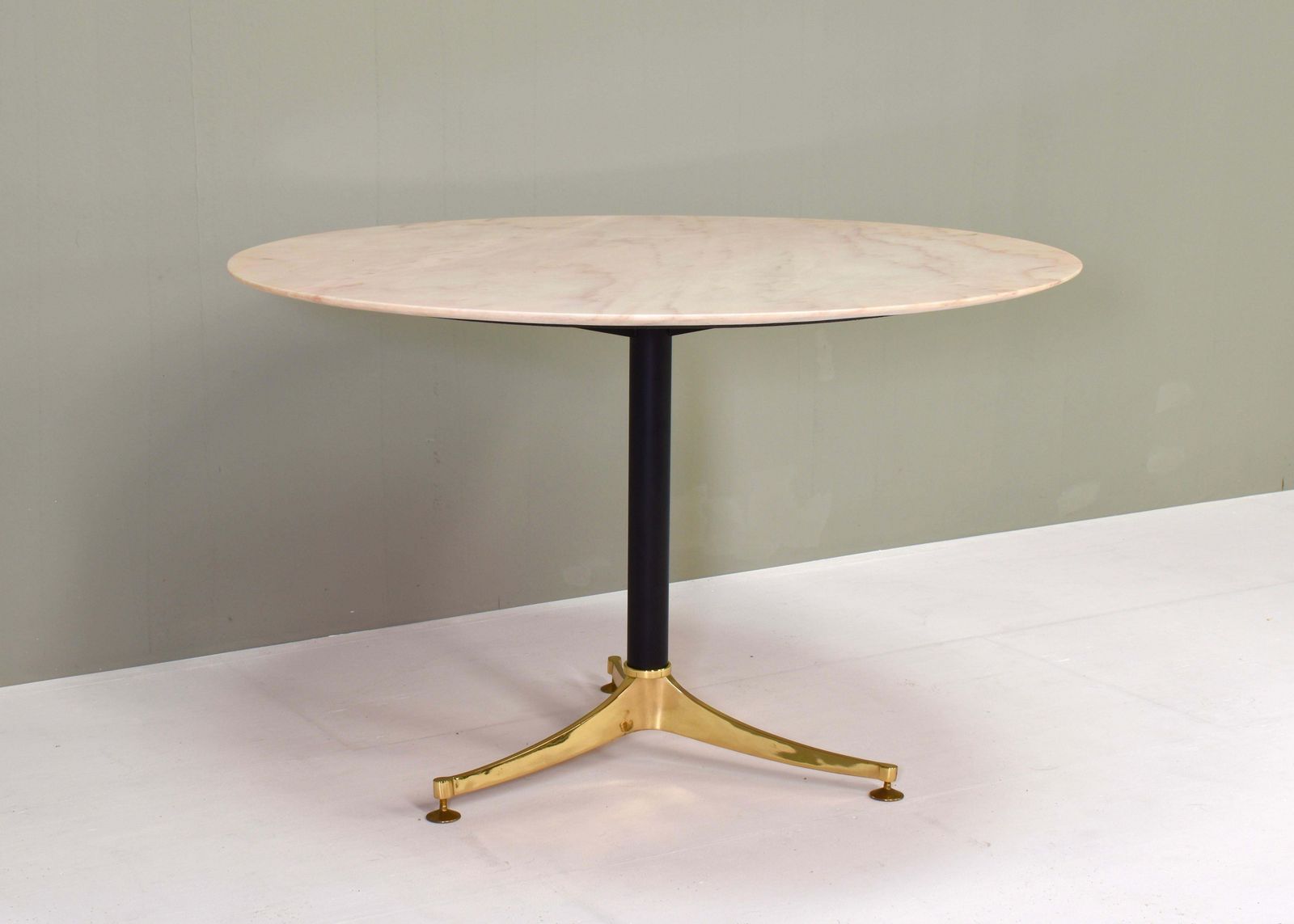 1970's Italian Dining Table In Rosé Marble And Brass   Italy, Circa 1970 photo vintage