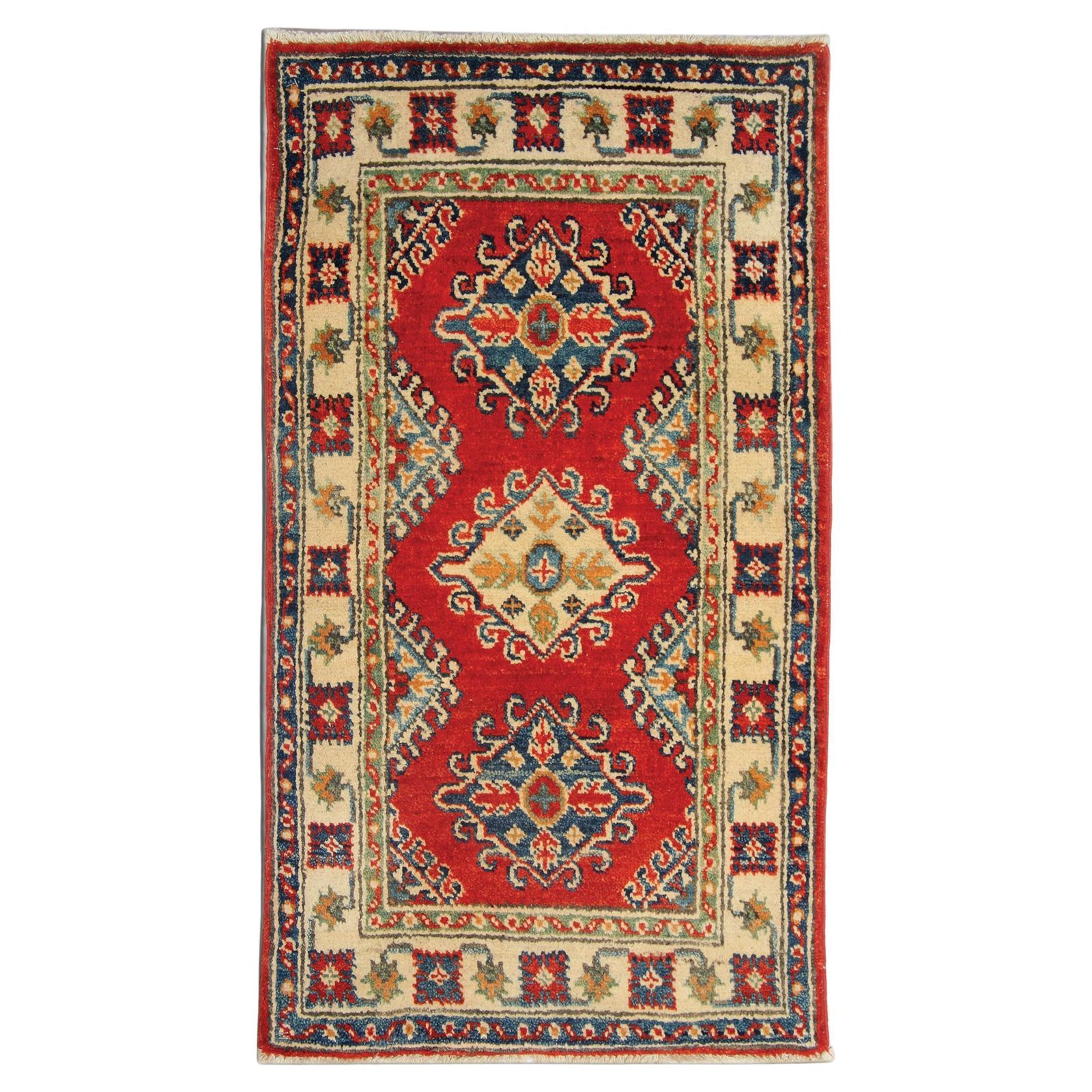 Oriental Rugs, Handmade Carpet Cream Geometric Rugs For Sale 57 X 103 Cm