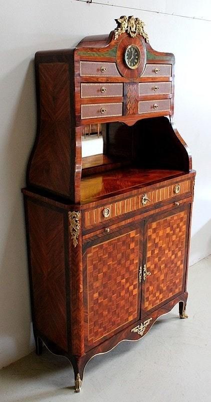 Small Cartonnier Buffet In Louis XV / Louis XVI Style Marquetry   Late 19th Century photo furniture