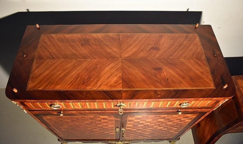 Small Cartonnier Buffet In Louis XV / Louis XVI Style Marquetry   Late 19th Century photo buy