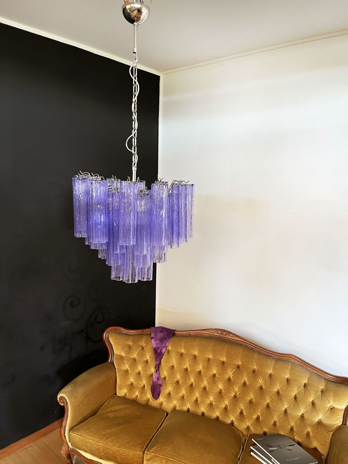 830.0 Fantastic Murano Glass Tube Chandelier   36 Amethyst Glass Tube photo