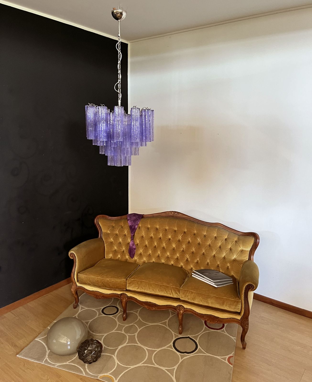 photo buy Fantastic Murano Glass Tube Chandelier   36 Amethyst Glass Tube