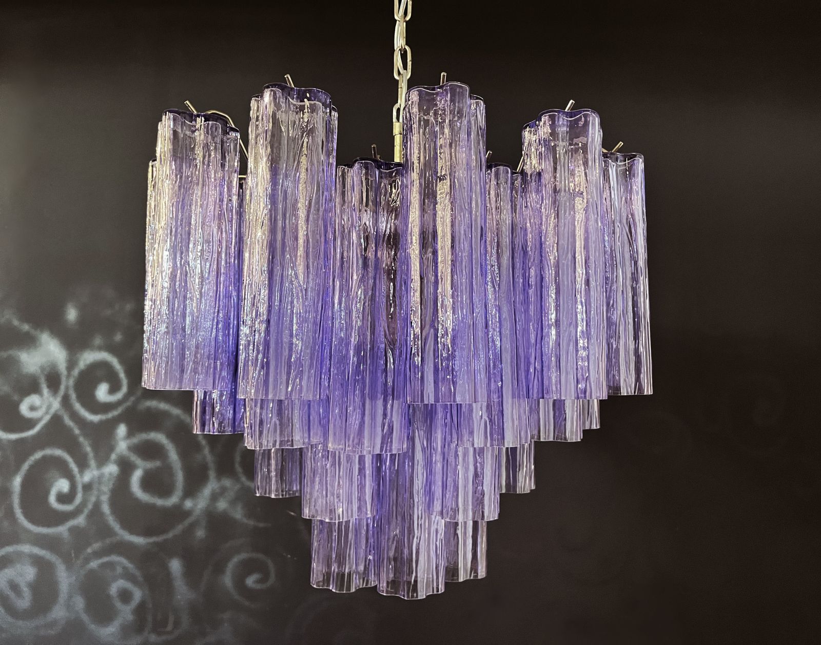Fantastic Murano Glass Tube Chandelier   36 Amethyst Glass Tube