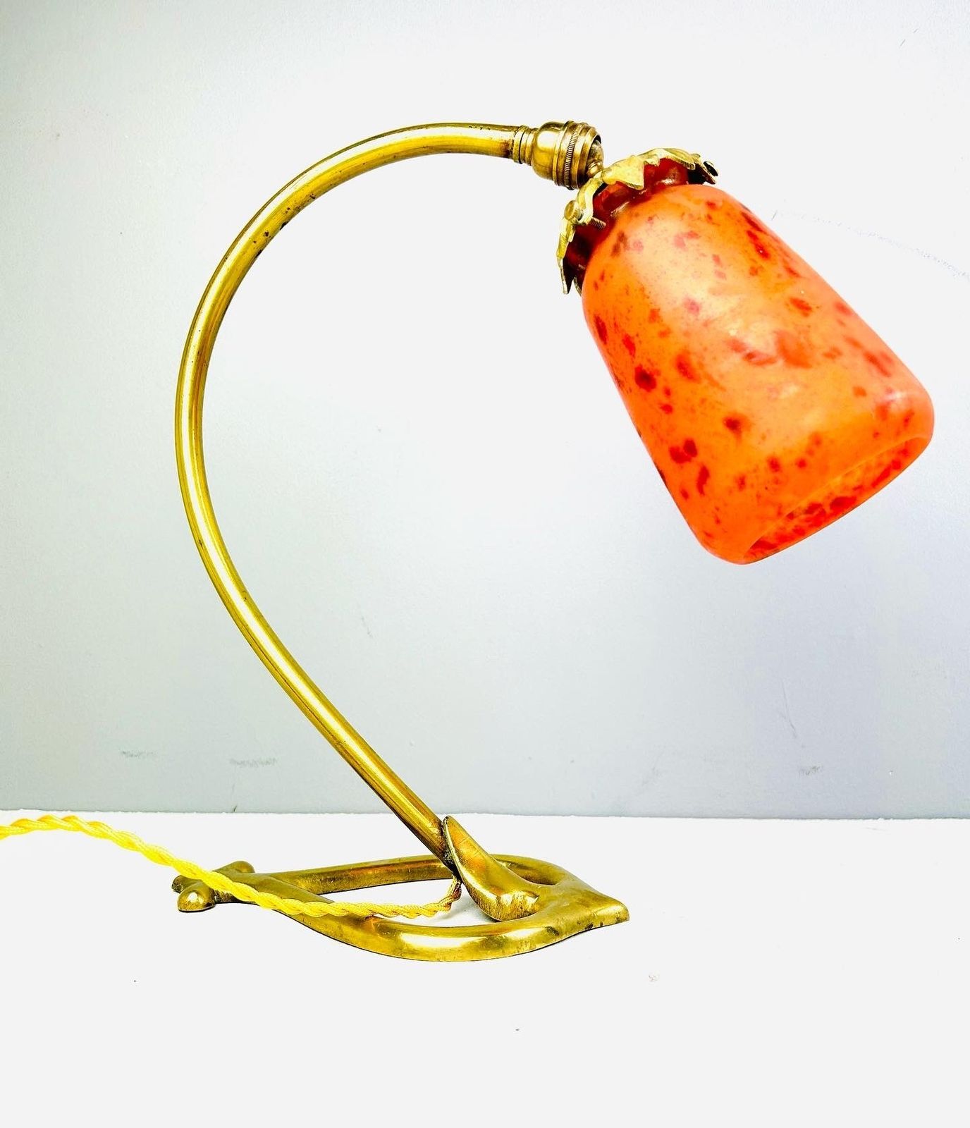 Lighting A Daum Nancy Art Nouveau Col De Cygne Desk Lamp, France Circa 1920. photo