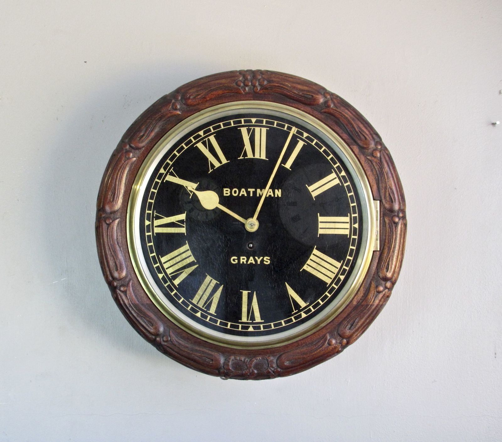 Late 19th Century 14 Inch English Dial Clock By Boatman Of Grays.