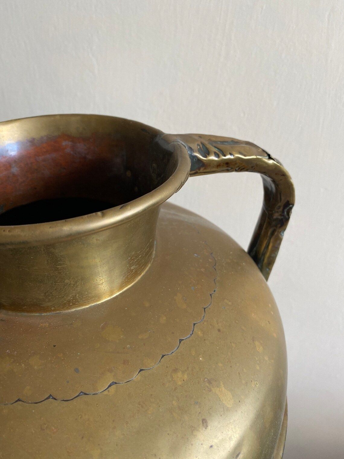 Antique Brass Water Jug Decorative Vase 19th Century North African Matt Gold Metal Vessel photo 250.0