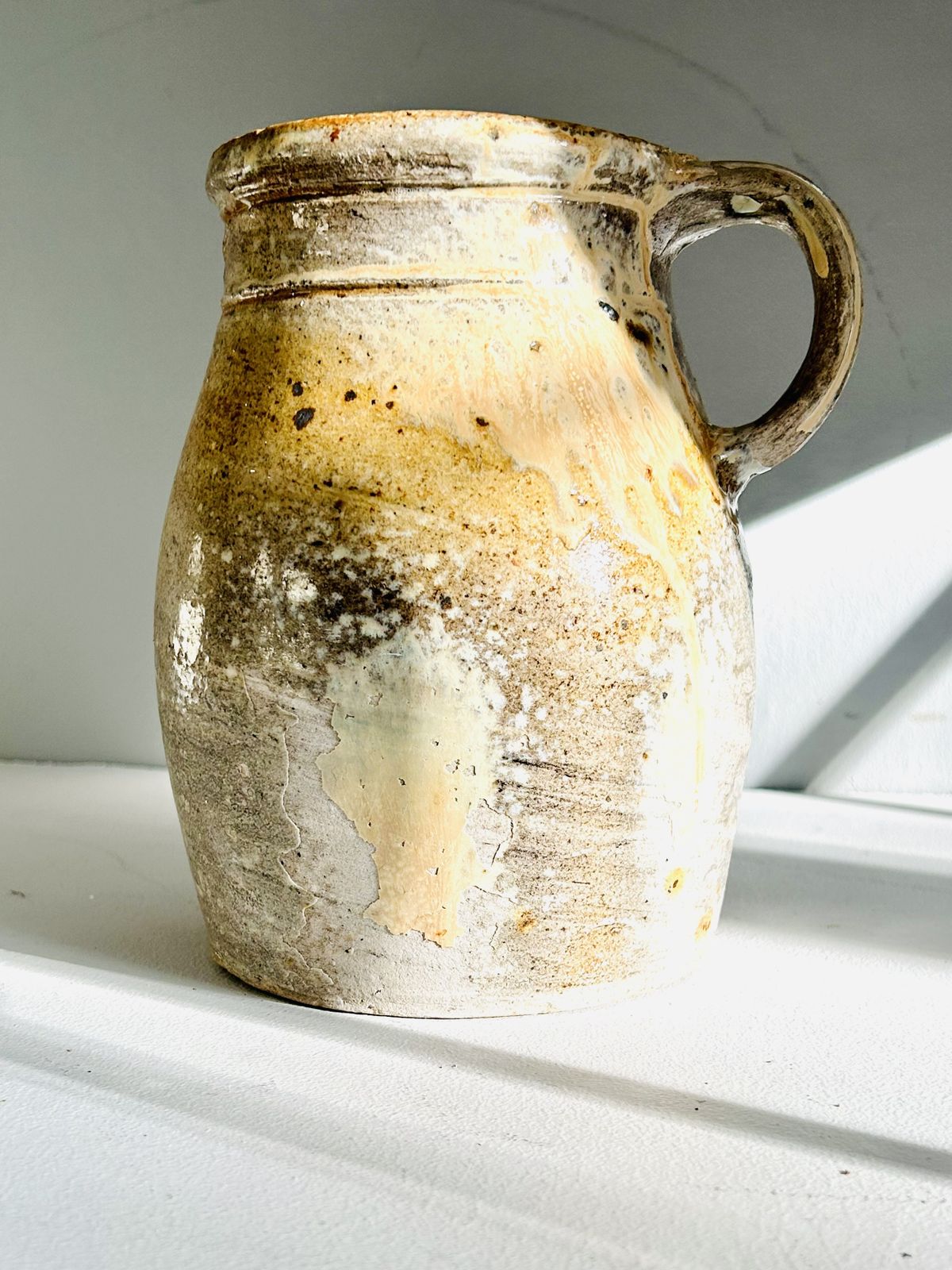 130.0 Antique French 19th Century Glazed Confit Pot / Jug/ Vase photo