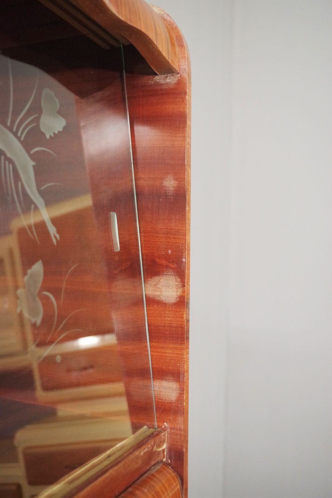1950s Cherry Veneered Rounded Piece Of Furniture photo vinterior