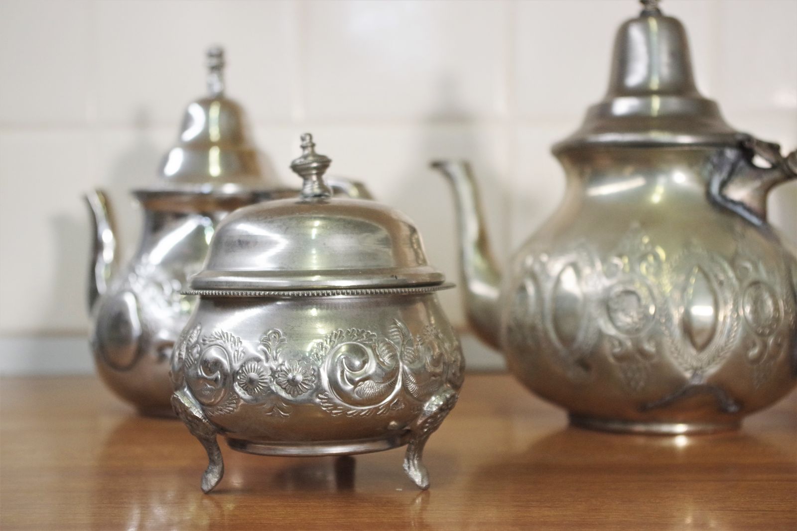 Arabic Teapot Set 8 Pieces, Morocco 50s photo Home Decor