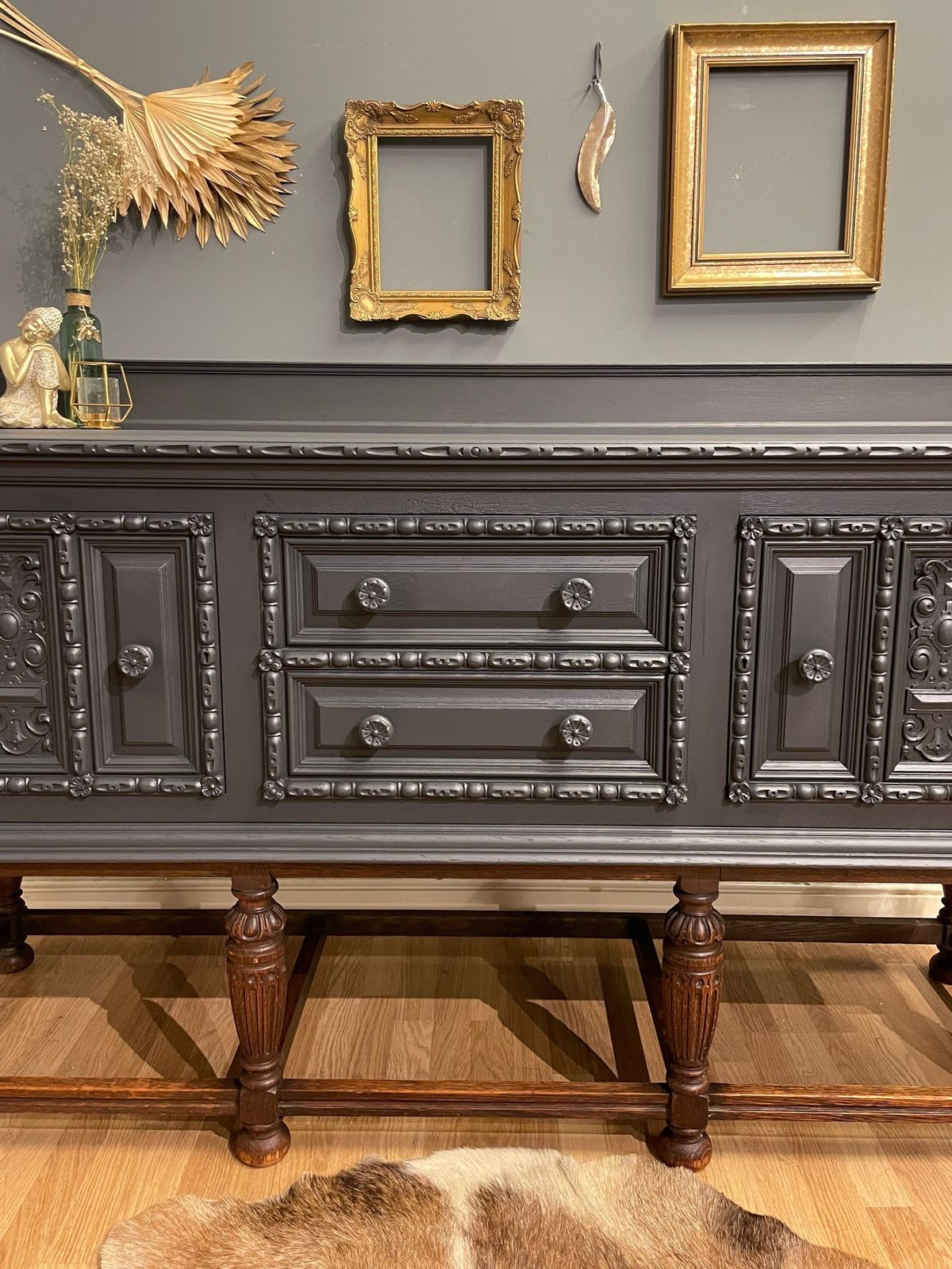 Professionally Spray Painted One Off Stunning Oak Sideboard In Dark Grey photo Furniture
