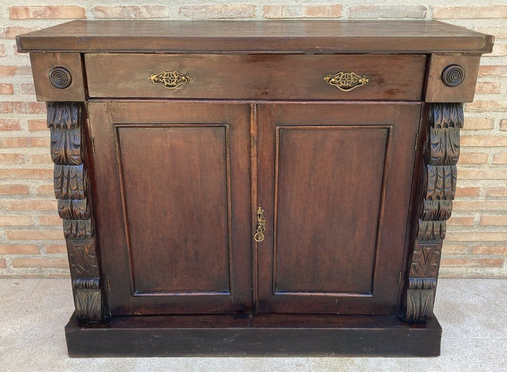 Antique French Buffet With Drawer And Carved Columns, 1890 photo Furniture