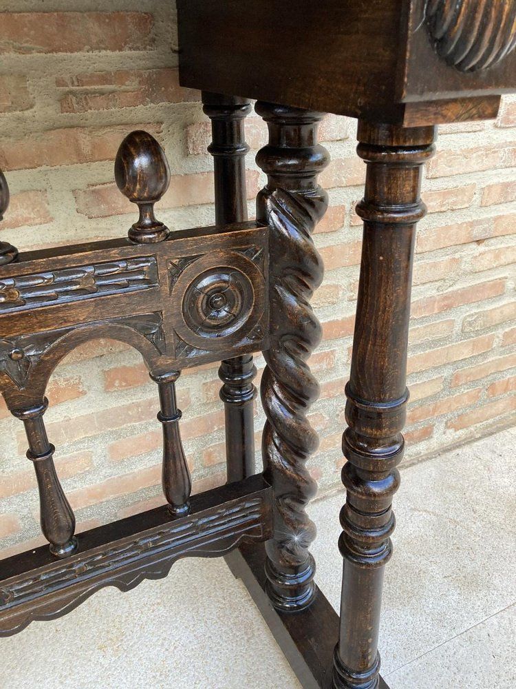 Furniture Antique Spanish Renaissance Bar Cabinet In Oak, 1890 photo