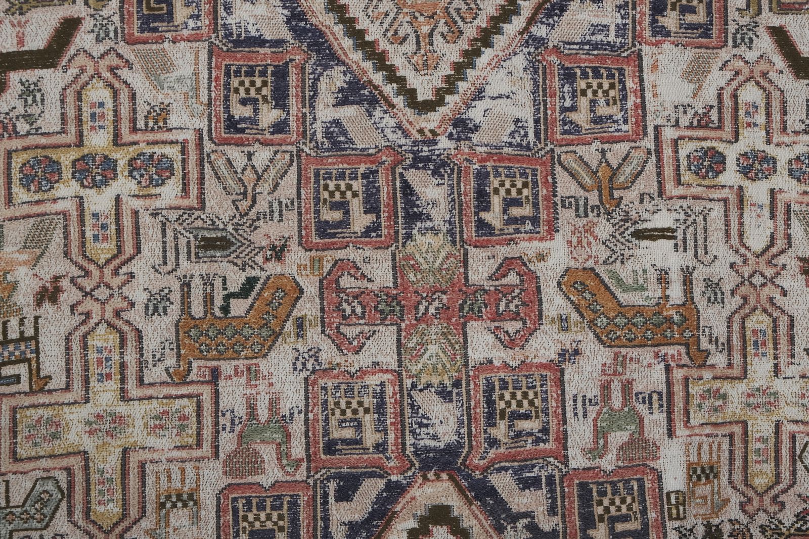 photo furniture Distressed Turkish Animal Soumac Kilim Rug 3'8'' X 6'8''