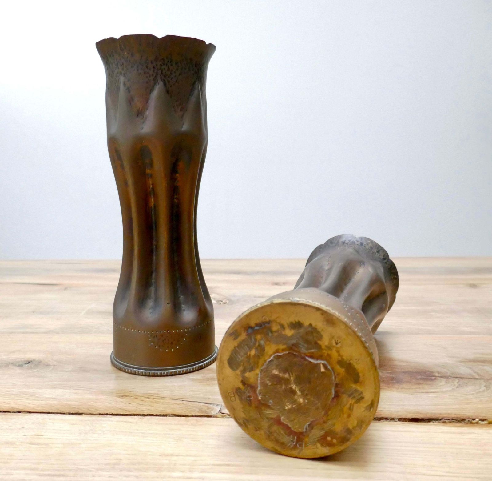 Pair Of World War I Brass Trench Art Shells/Vases, France photo Home Decor