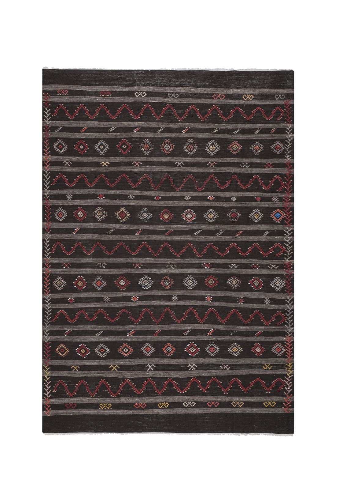 Vintage Goat Hair Turkish Flat Weave Kilim 7'5'' X 10'8''