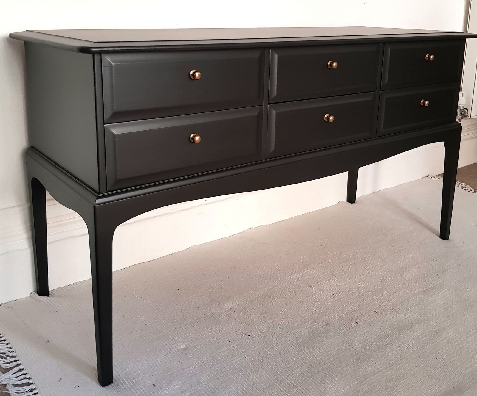Stag Minstrel Painted Black Sideboard, Mahogany, Upcycled. photo furniture