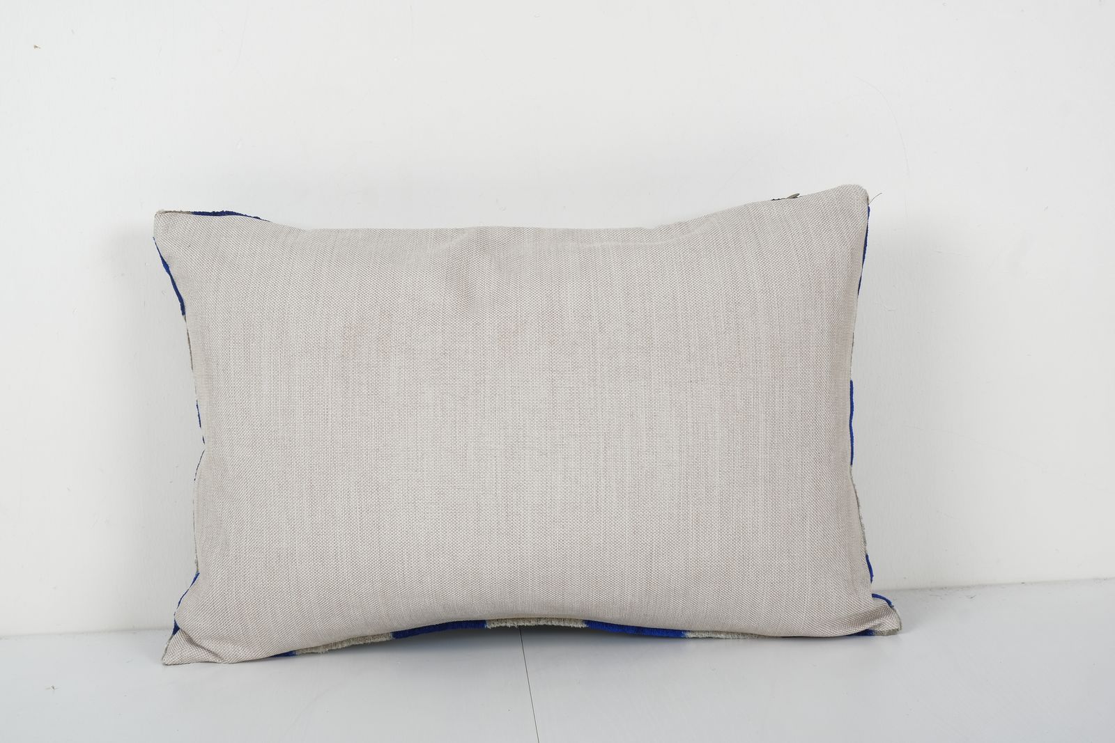 Blue Silk Ikat Velvet Pillow Cover, Handloom Polka Dot Ikat Lumbar Cushion Cover, Decorative Pillowcase 16'' X 24'' photo Textiles