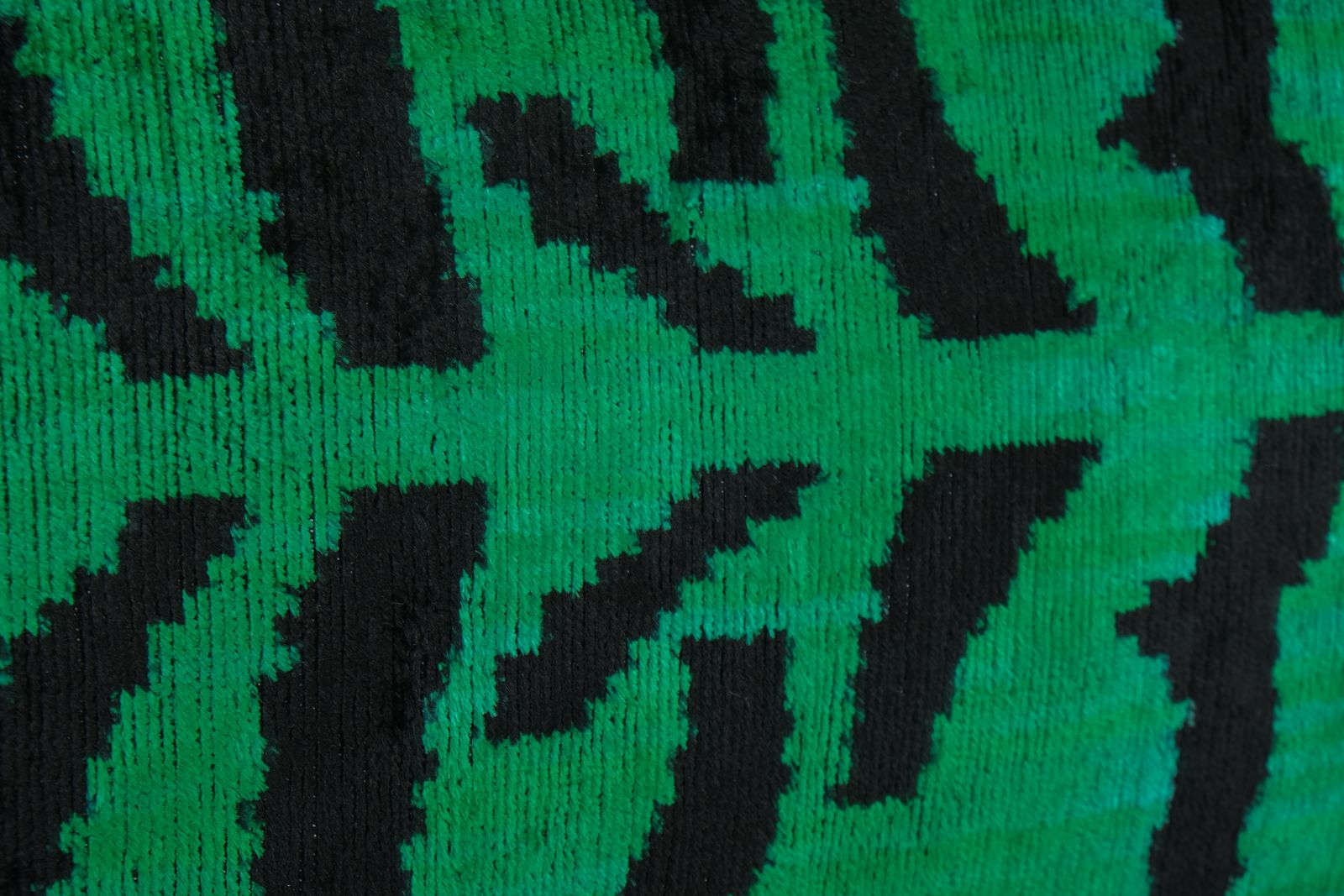 Handmade Luxury Green Tiger Ikat Velvet Pillow   Set Of Two Silk Ikat Decorative Lumbar Pillow Cover   Pair Soft Couch Cushion 16'' X 22'' photo for sale