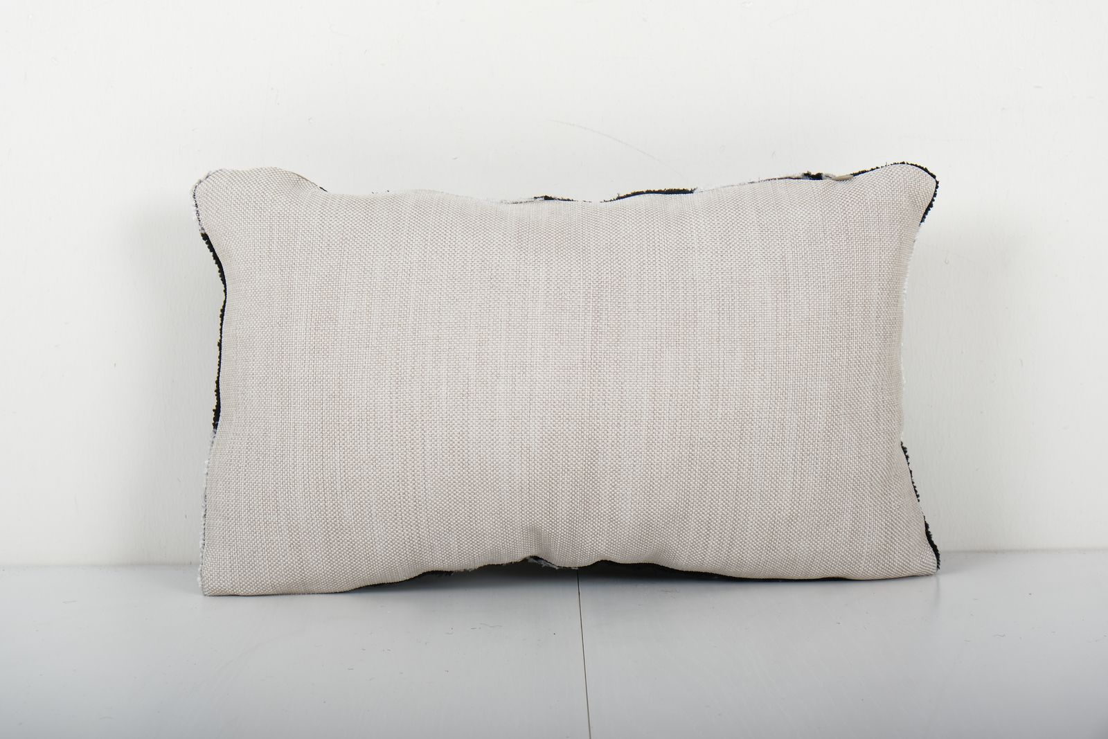 Ikat Velvet Pillow, Silk Lumbar Body Cushion Cover, Black And Cream Boho Chic Pillow Cover 9'' X 16'' photo for sale